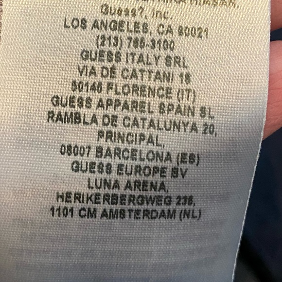 VINTAGE GUESS Denim Button Down Shirt Dark Wash Long Sleeves Brass Details - Picture 12 of 14